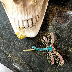 Rhinestone dragonfly bobbi pin